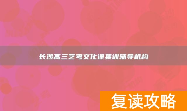 长沙高三艺考文化课集训辅导机构